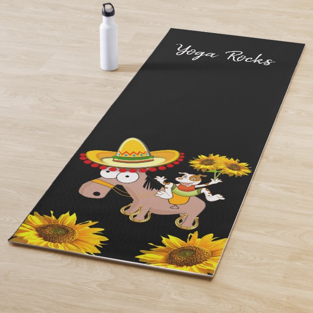 Tapis De Yoga Tournesol Floral Cheval Yoga Mat (En situation)