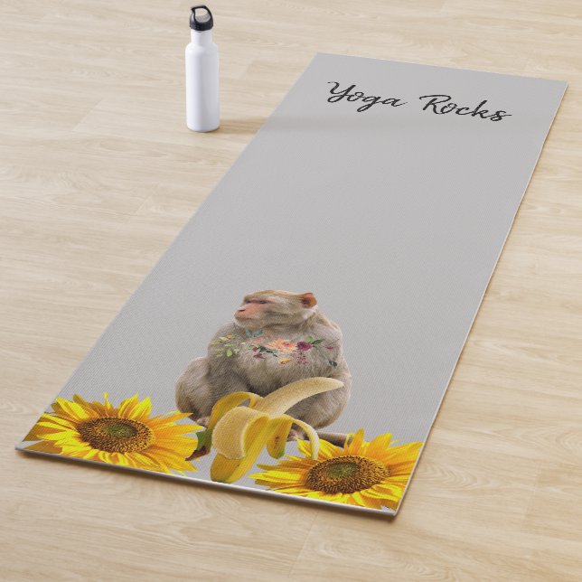 Tapis De Yoga Tournesol Floral Singe Yoga Mat (En situation)