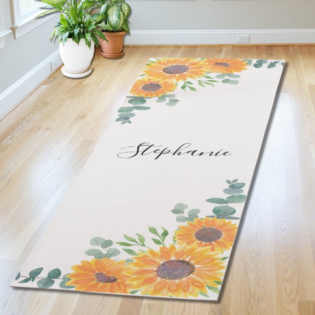 Tapis De Yoga Tournesol personnalisé Eucalyptus Vert (Créateur téléchargé)