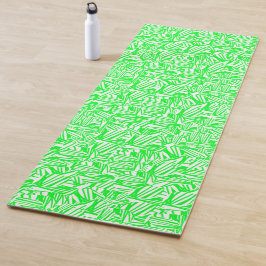 Tapis De Yoga Traços verdes e brancos sem padrão visível.