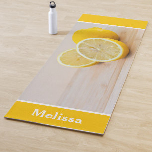 Tapis De Yoga Tranches de citron jaune Photographie de nature mo