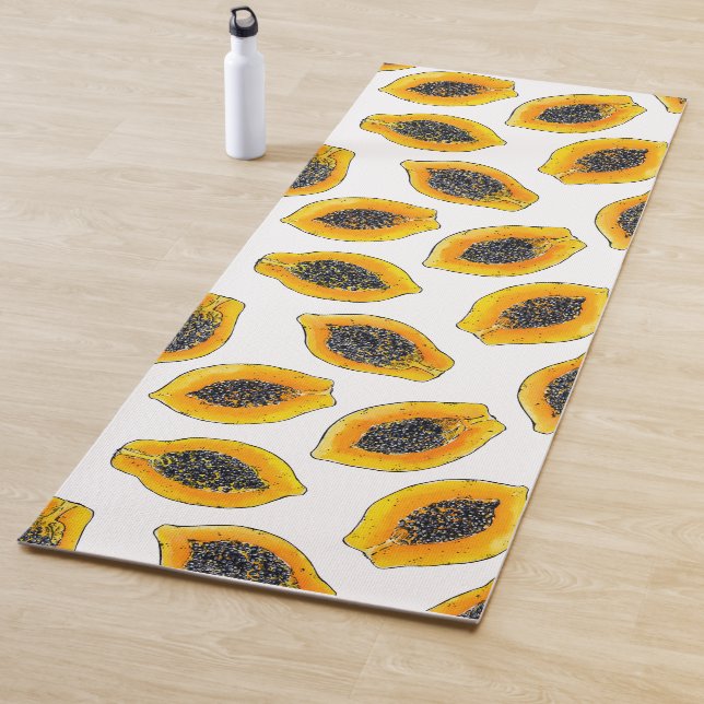 Tapis De Yoga Tranches de Papaya (En situation)