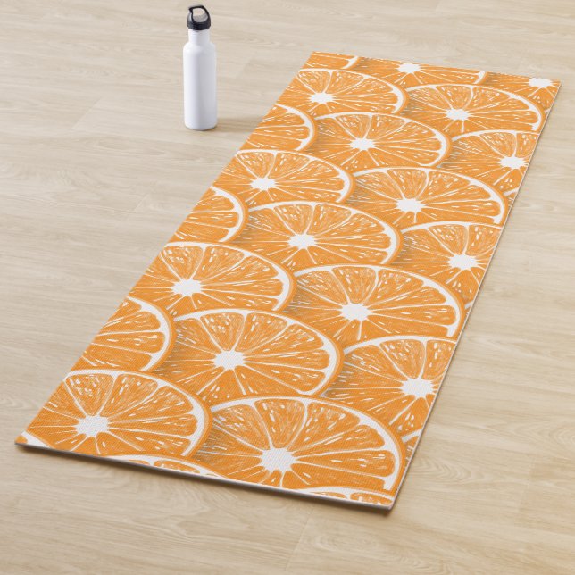 Tapis De Yoga Tranches orange (En situation)