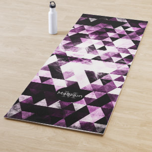 Tapis De Yoga Triangle Géométrique Vibrant rose Smoky Monogramme