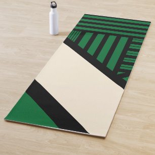Tapis De Yoga Triangle - Vert, Crème et Noir
