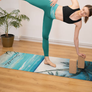 Tapis De Yoga Tropical Beach Island Ocean Nom du paysage
