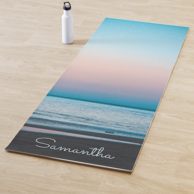 Tapis De Yoga Tropical Beach Waves Moderne Personnalisé (En situation)