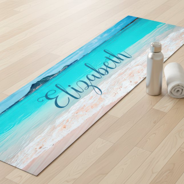 Tapis De Yoga Tropical Hawaii Turquoise Ocean Beach Personnalisé (Créateur téléchargé)