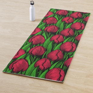 Tapis De Yoga Tulipes rouges