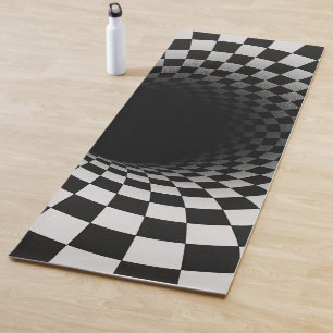 Tapis De Yoga Tunnel d'illusion optique en noir et blanc