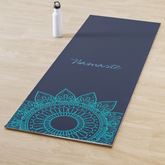 Tapis De Yoga Turquoise Mandala Namaste Yoga Mat (En situation)