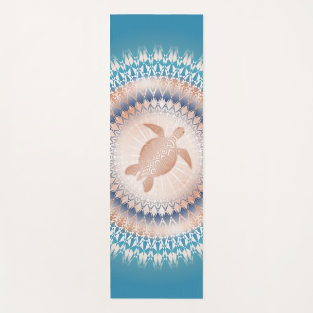 Tapis De Yoga Turtle rose Gold Turquoise Mandala (Devant)