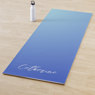 Tapis De Yoga Type de script minimal moderne dégradé bleu