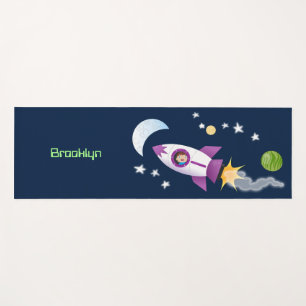 Tapis De Yoga Un adorable vaisseau-fusée dans l'espace dessin an