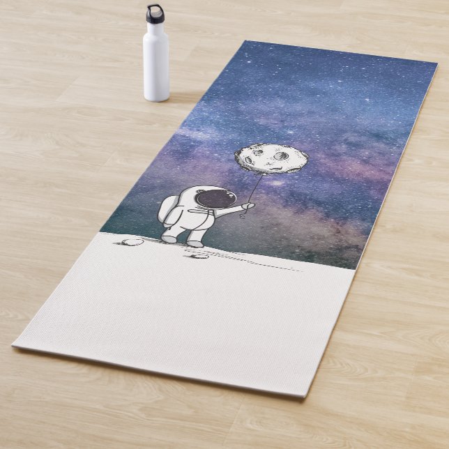 Tapis De Yoga Un astronaute dans l'espace avec un ballon de lune (En situation)
