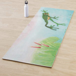 Tapis De Yoga Une Grenouille S'Enfonce Dans L'Étang Illustration