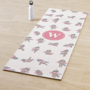Tapis De Yoga Unicorne Fun Yoga Poses Monogramme rose