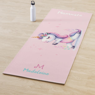 Tapis De Yoga Unicorne Rainbow Yoga Pose mignonne Nom drôle Mono