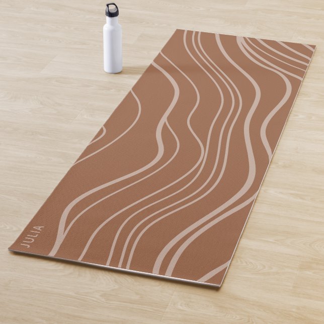 Tapis De Yoga Vague en terre cuite moderne Yoga Mat personnalisé (En situation)