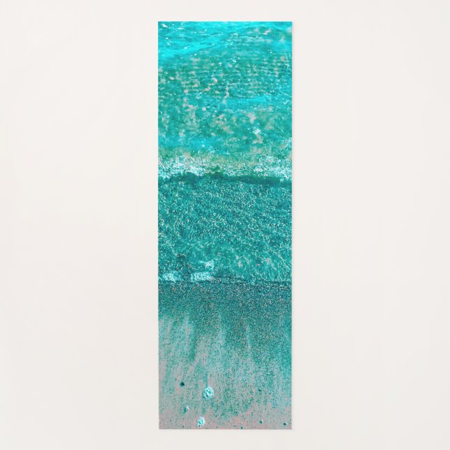 Tapis De Yoga Vagues océaniques sur le sable (Devant)