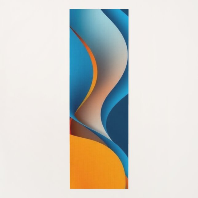 Tapis De Yoga Vagues orange et bleu (Devant)