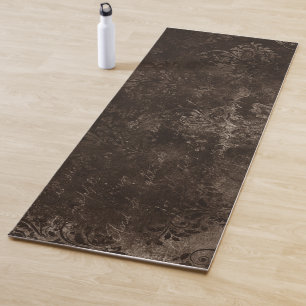 Tapis De Yoga Velvety Bronze Damask Grunge baroque Brown