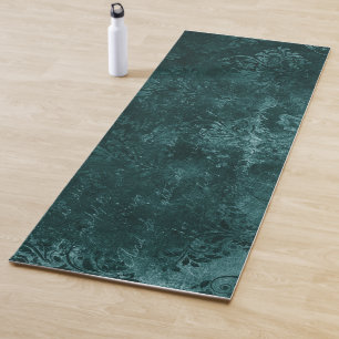 Tapis De Yoga Velvety Turquoise Damask   Grunge vert foncé Baroq