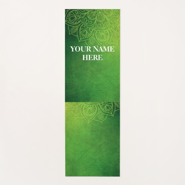 Tapis De Yoga Vert naturel Mandala Floral (Devant)
