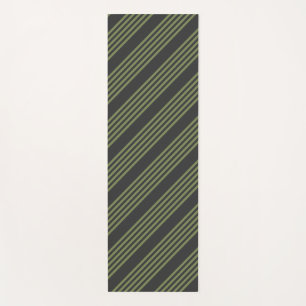 Tapis De Yoga Vert olive et charbon de bois cinq bandes motif