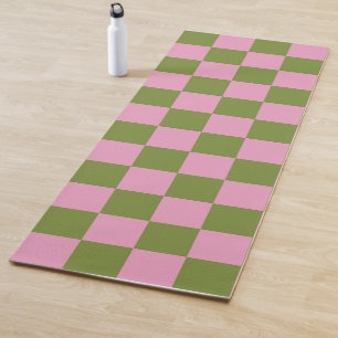 Tapis De Yoga Vert rose À damiers En vichy Motif