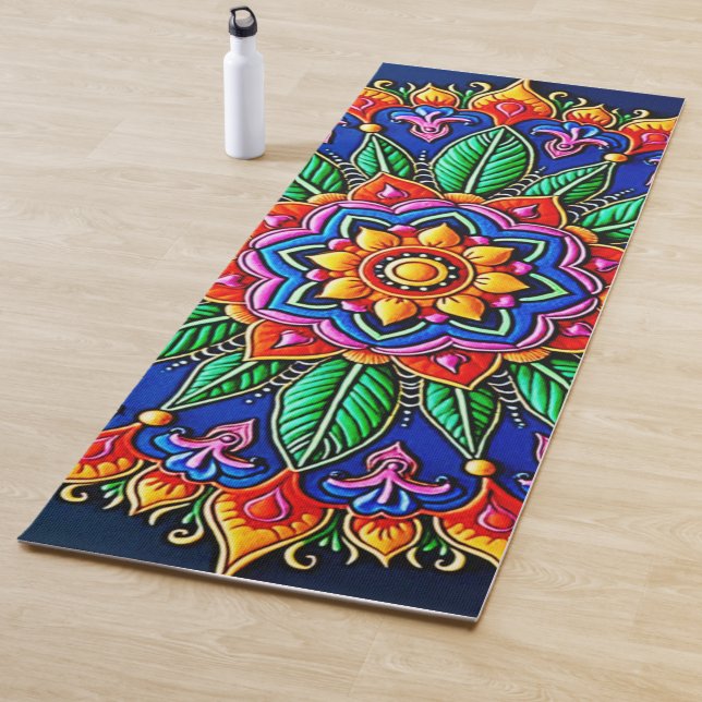 Tapis De Yoga Vibrant Mandala Artistry (En situation)