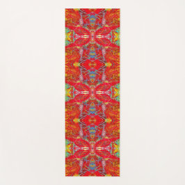 Tapis De Yoga Vibrant red fishing nets pattern