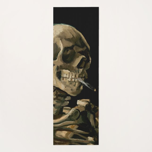 Tapis De Yoga Vincent van Gogh - Crâne avec cigarette brûlante (Dos)