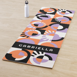 Tapis De Yoga Violet violet noir Orange Motif d'art du milieu du