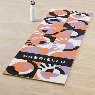 Tapis De Yoga Violet violet noir Orange Motif d'art du milieu du