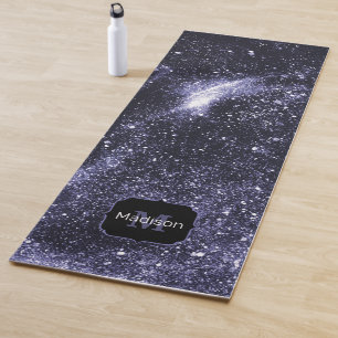 Tapis De Yoga Violet violet peri noir galaxie abstraite Monogram