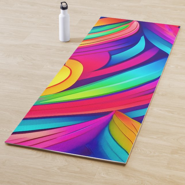 Tapis De Yoga Vortex arc-en-ciel psychédélique (En situation)