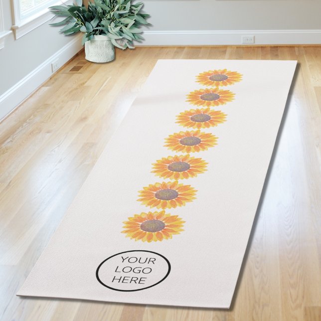 Tapis De Yoga Votre Logo Yoga Studio Sunflower Chakras (Créateur téléchargé)