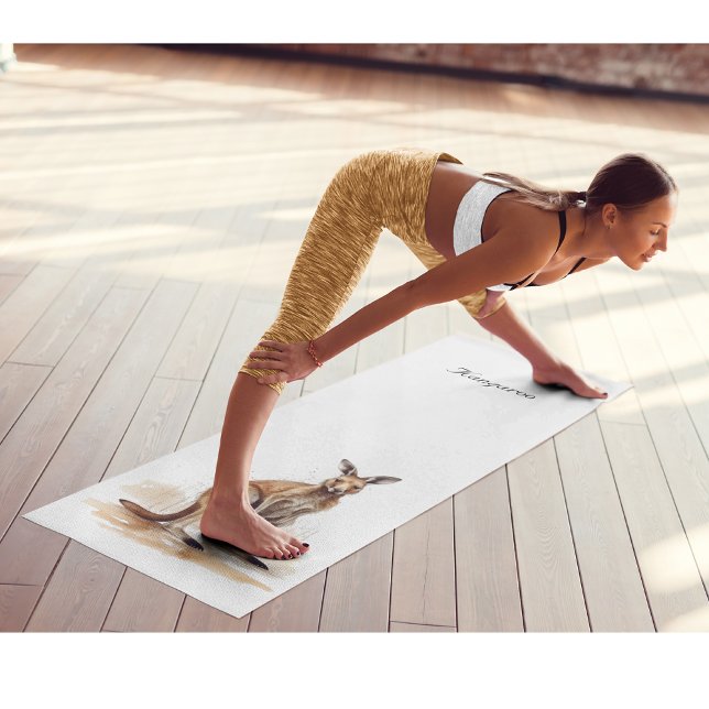 Tapis De Yoga Wanderer extérieur : aquarelle Kangaroo personnali (Créateur téléchargé)
