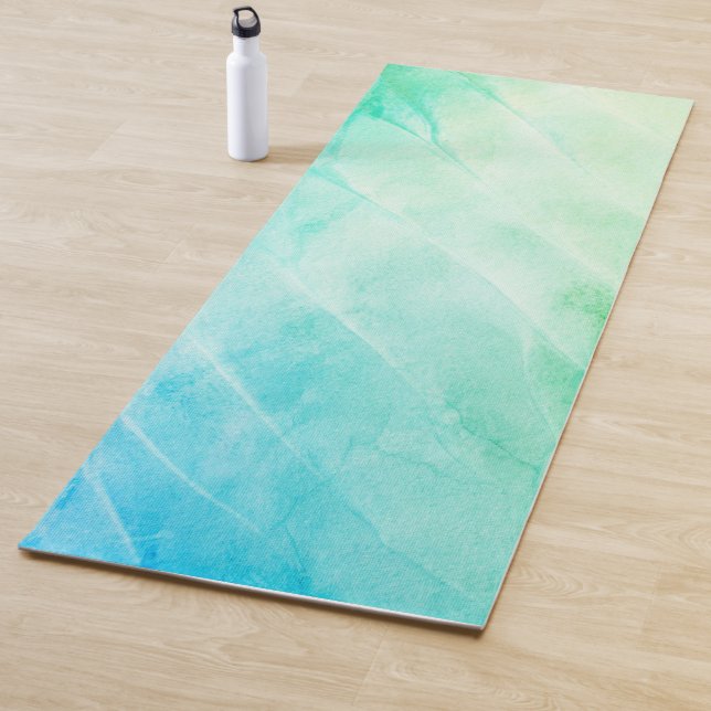 Tapis De Yoga Watercolour modernes vert Mint (En situation)