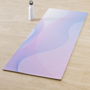Tapis De Yoga Wavelines Abstraites bleu rose