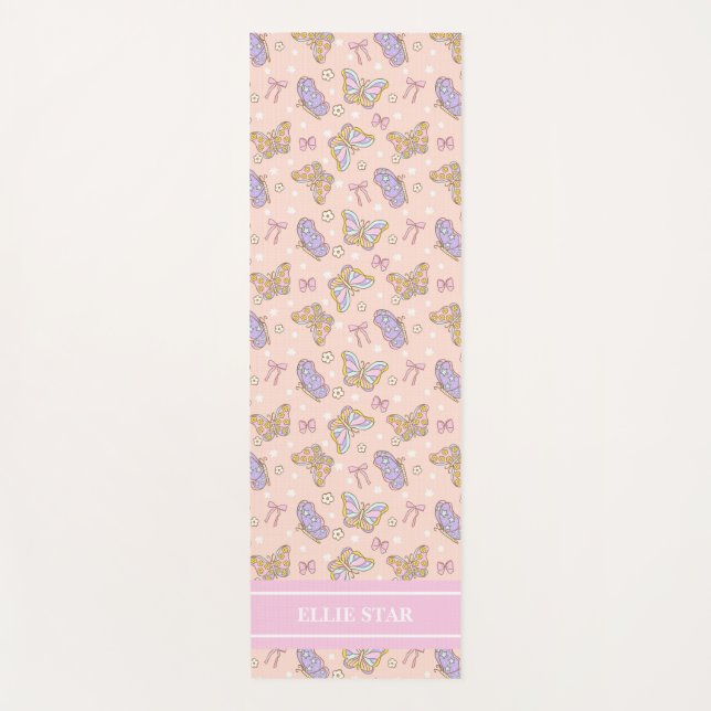Tapis De Yoga Whimsical Butterfly Girl Personnalisée (Devant)