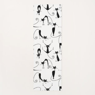 Tapis De Yoga Whimsical Skinny Motif de chat noir