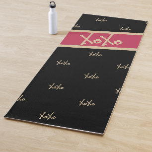 Tapis De Yoga XOXO Black Hot Rose Gold Typographie mignonne
