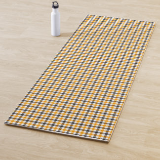 Tapis De Yoga Yellow Black and White Gingham Check