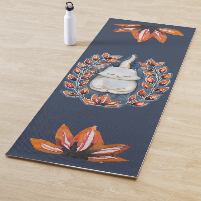 Tapis De Yoga Yoga Cat Lotus Indigo Yoga Mat (En situation)