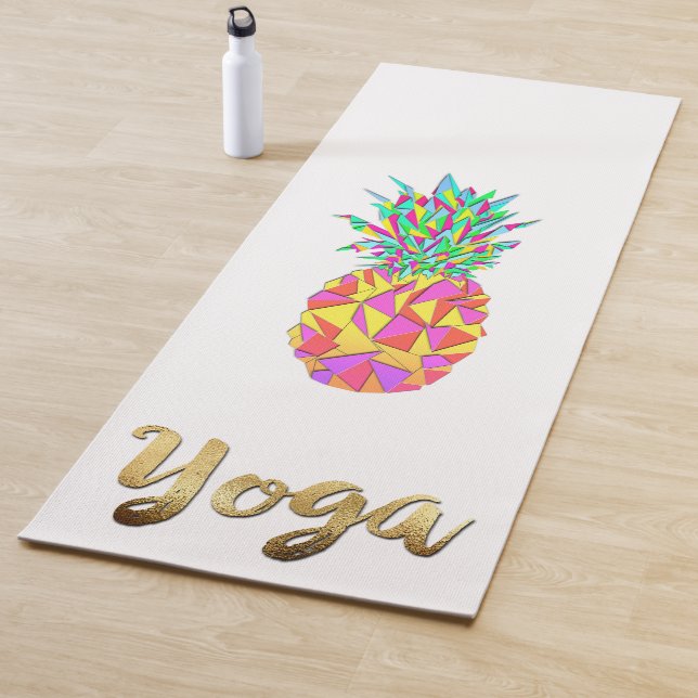 Tapis De Yoga Yoga géométrique rose Girly d'or d'ananas de (En situation)