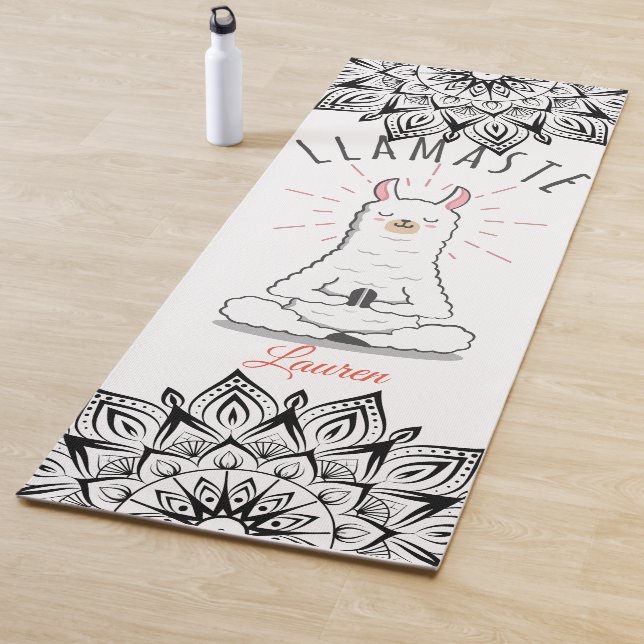 Tapis De Yoga Yoga Llama - Llamaste Pun Mindfulness Mandala Nom (En situation)