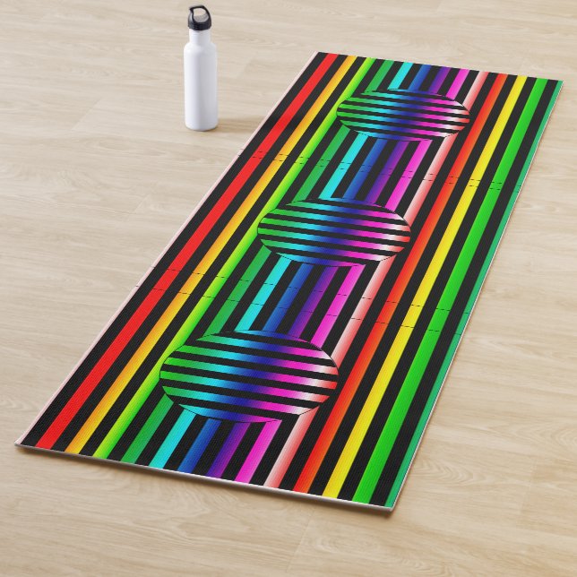 Tapis De Yoga Yoga Mat - Illusion optique rayée (En situation)