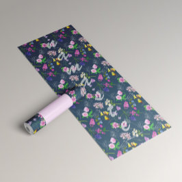 Tapis De Yoga Yoga para mujer con delicadas flores sobre azul
